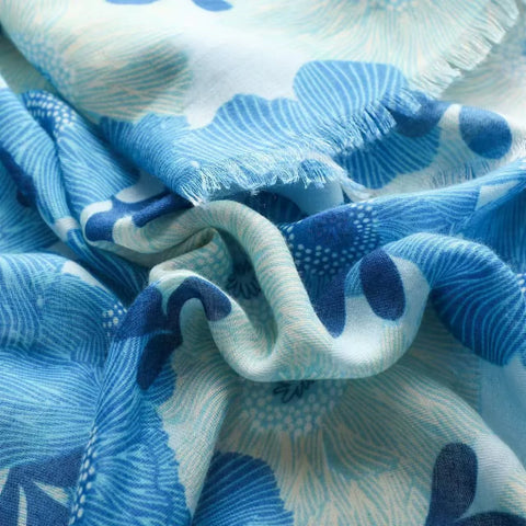 Tracey Floral Lightweight Scarf in Blue