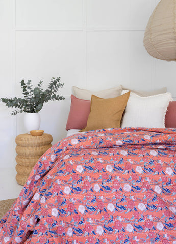 Indian Kantha Quilt Blanket Bedspread - Aubrey