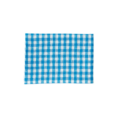 Linen Tea Towel - Turquoise White Check