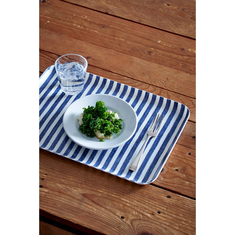 Linen Coated Tray (Large) Blue White Stripe