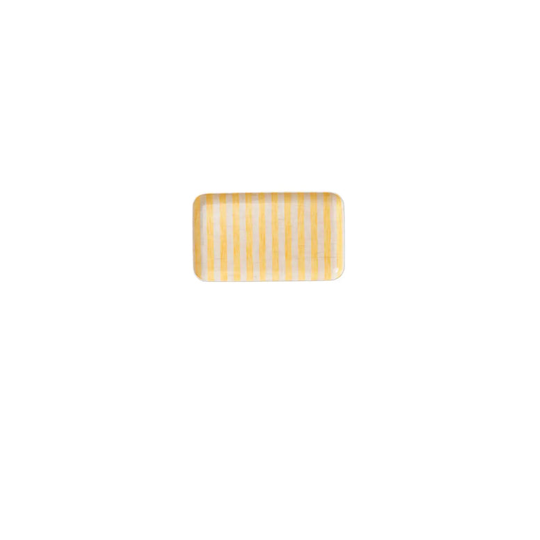 Linen Coated Tray (Small) Yellow Beige Stripe