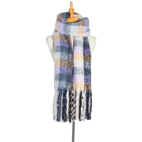 Charlie Checker Winter Scarf - Lilac & Grey Multi