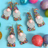 HELLO LITTLE SANTA GNOME : Rainbow Tinsel : Handmade Resin DROP Earrings
