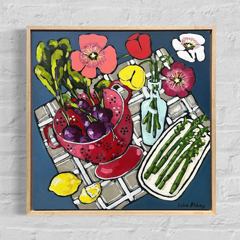 Poppies & Produce (48 .5x 48.5cm) Julia Abbey