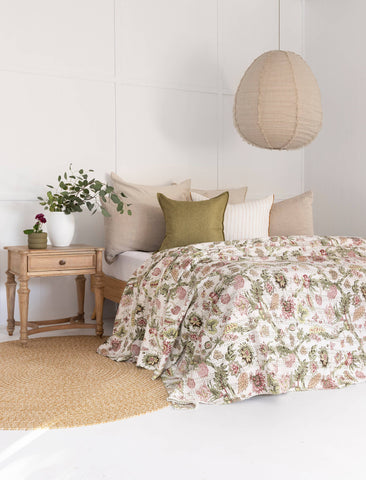 Indian Kantha Quilt Blanket Bedspread Coverlet - Kalista