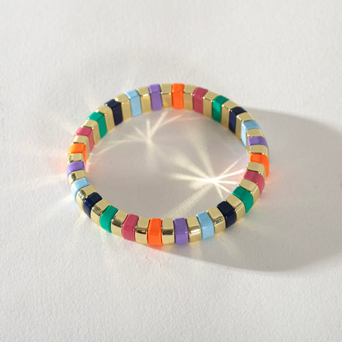 Gold Enamel Stacking Bracelet - Rounded Multi