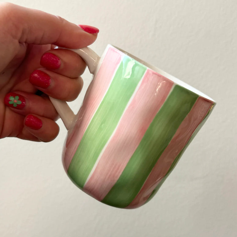 Pink and Mint Stripe Mug