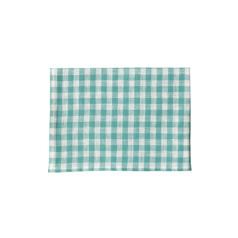 Linen Tea Towel - Mint White Check