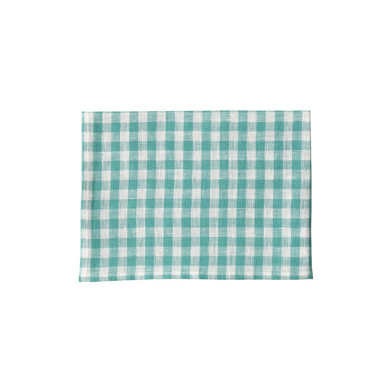 Linen Tea Towel - Mint White Check