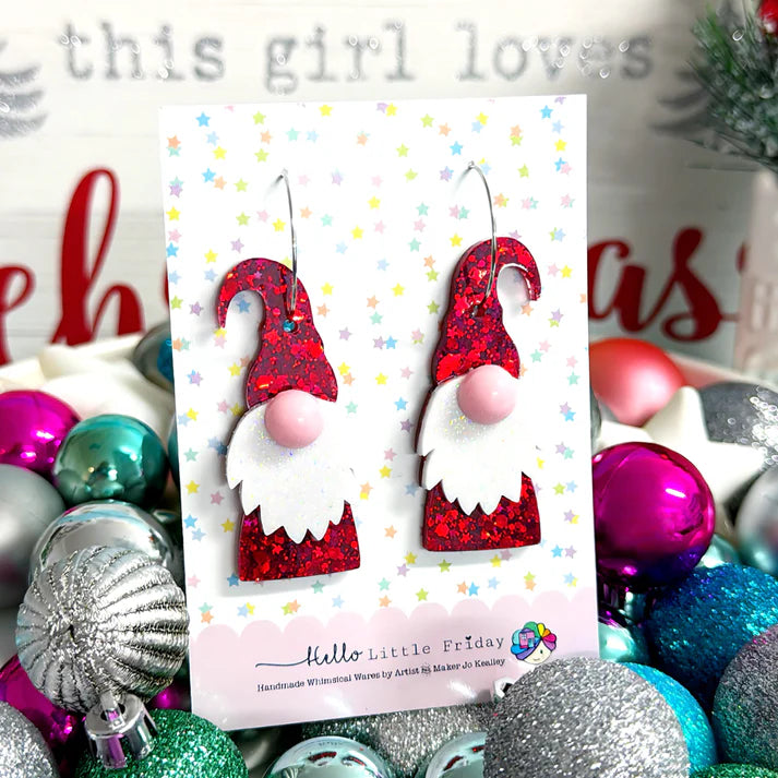 HELLO LITTLE GNOME : SPARKLING RUBY RED CHRISTMAS SANTA GNOME