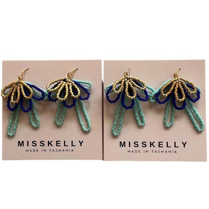 MissKelly Trio Petals  - Aqua Cobalt Gold