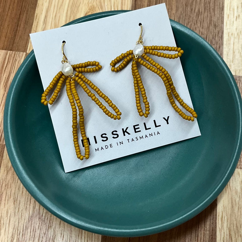 MissKelly Bow Hoops  - Mustard