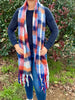 Charlie Checker Winter Scarf - Red/Orange And Blues