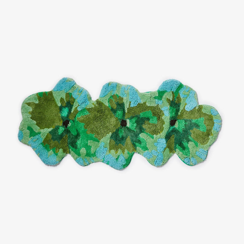 Pansy Green Long Bath Mat
