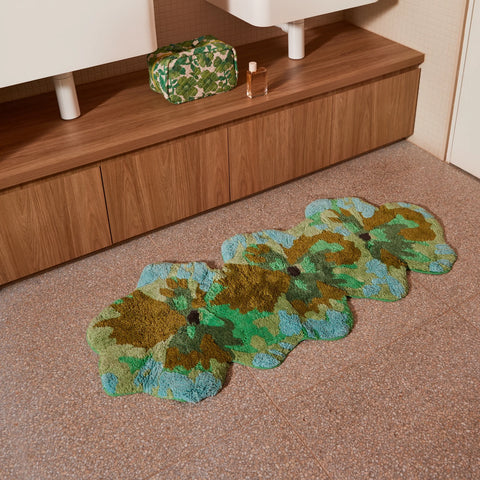 Pansy Green Long Bath Mat