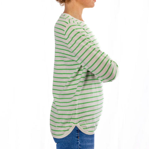 Apple & White Stripe Cotton Cashmere Sweater