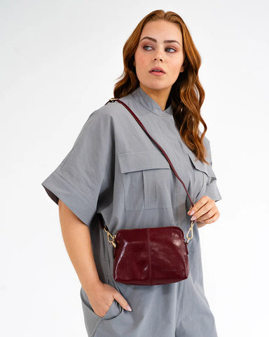 Burbank Crossbody - Burgundy Crinkle