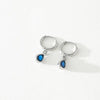 Blue Gem Huggie Tear Drop Hoops - Gold & Silver