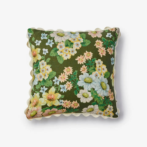 Buttercup Olive Linen Cushion