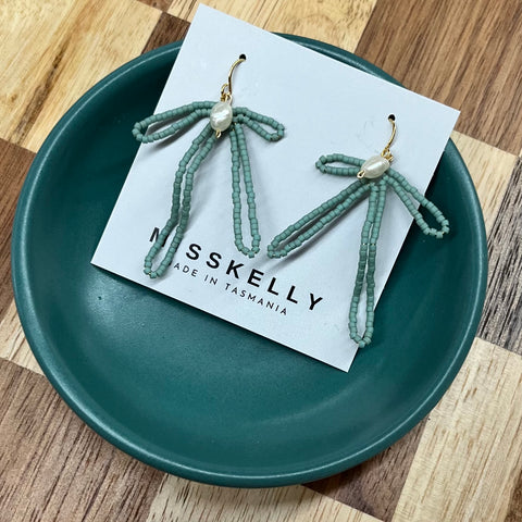 MissKelly Bow Hoops  - Sage