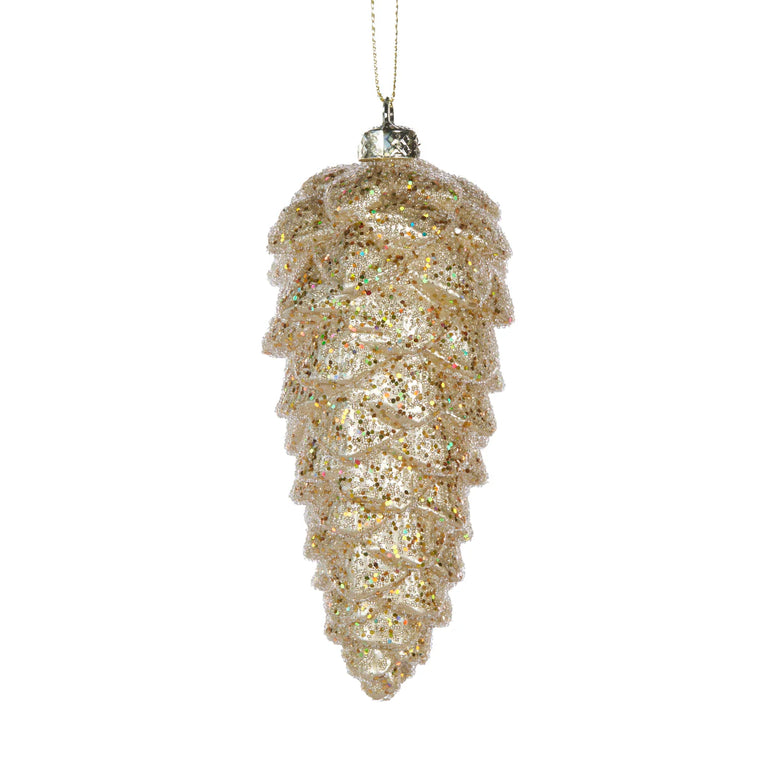 Metallic Gold Long Pinecone Bauble 14x6cm