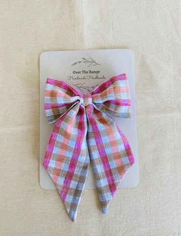Pastel Gingham - Sweet Heart Bow