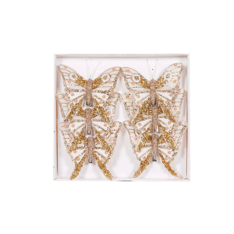 Set/6 Mini Gold Butterfly Clips