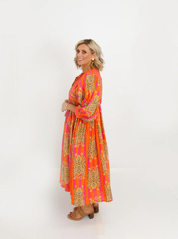Tiger Dress in Orange / Pink