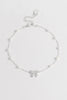 Pearl Bow Beaded Chain Bracelet  - Silver Plated