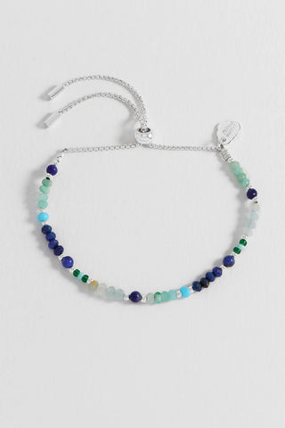 Mini Amelia Gemstone Bracelet - Silver Plated | Lapis Lazuli and Aquamarine