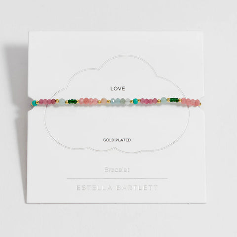 Mini Amelia Gemstone Bracelet - Gold Plated | Pink Opal and Aquamarine
