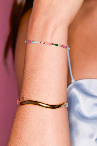 Mini Amelia Gemstone Bracelet - Gold Plated | Pink Opal and Aquamarine