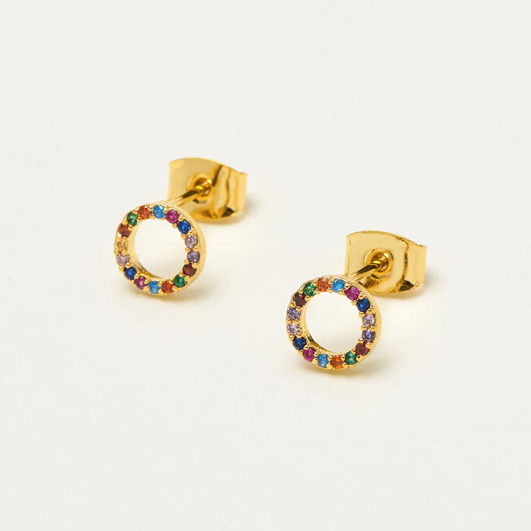 Rainbow Circle Earrings - Gold Plated