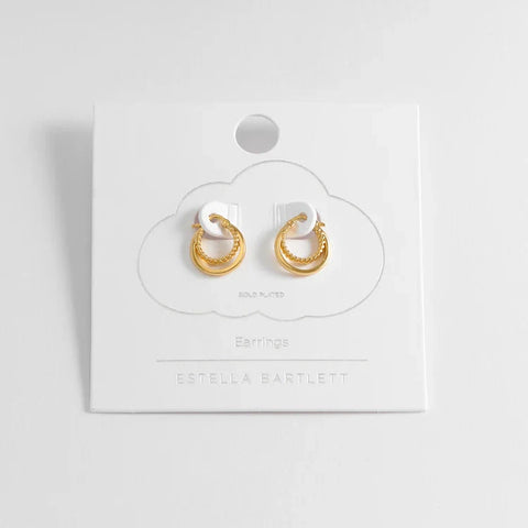 Twisted Double Hoops - Gold Plated