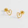 Doodle Heart Stud Earrings - Gold Plated