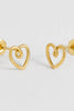 Doodle Heart Stud Earrings - Gold Plated