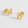Pearl Bow Stud Earrings - Gold Plated