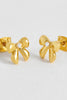 Pearl Bow Stud Earrings - Gold Plated