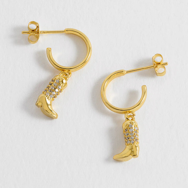 Cowboy Boot Hoop Earrings - Gold Plated