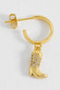 Cowboy Boot Hoop Earrings - Gold Plated