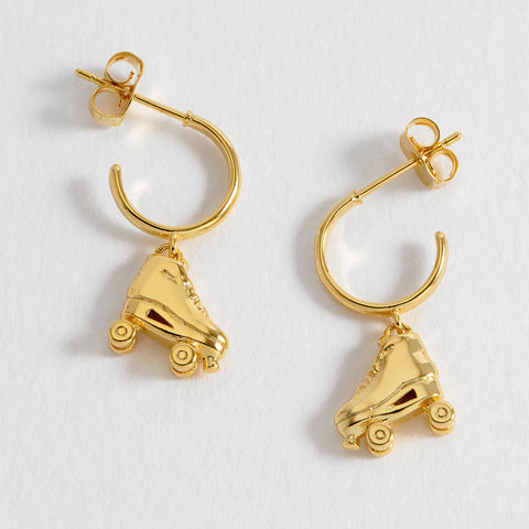 Rollerskate Hoop Earrings - Gold Plated