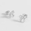 Pearl Bow Stud Earrings - Silver Plated