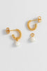 Pearl Drop And Twist Hoop Earrings - Gold Plated