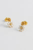 White Enamel Double Flower Studs - Gold Plated