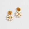 White Enamel Double Flower Studs - Gold Plated