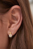 White Enamel Double Flower Studs - Gold Plated