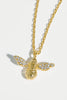 Bee Sparkle Wings Charm Pendant Necklace - Gold Plated