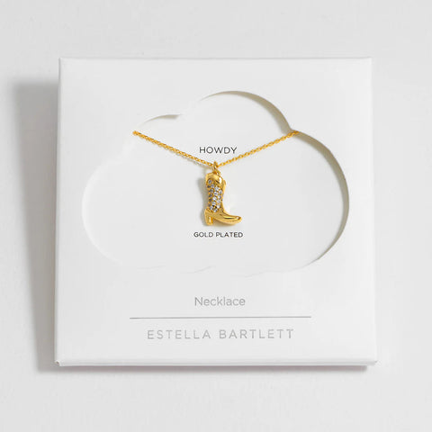 Pave Cowboy Boot Necklace - Gold Plated