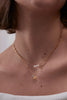 Triple Beaded Chain And Molton Pebbles Necklace - Gold Plated