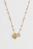Triple Beaded Chain And Molton Pebbles Necklace - Gold Plated